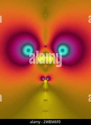 complex fractal image, cute face creature digital art, colourful concept, abstract symmetry artistic colorful geometric art surreal weird nose eyes Stock Photo