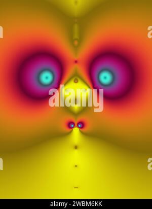 complex fractal image, cute face creature digital art, colourful concept, abstract symmetry artistic colorful geometric art surreal weird nose eyes Stock Photo