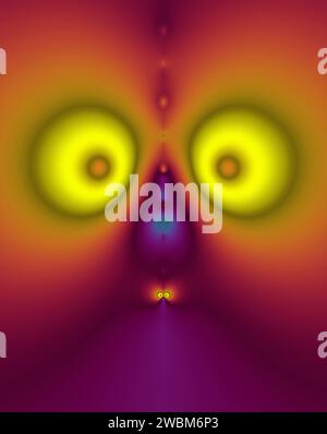 complex fractal image, cute face creature digital art, colourful concept, abstract symmetry artistic colorful geometric art surreal weird nose eyes Stock Photo