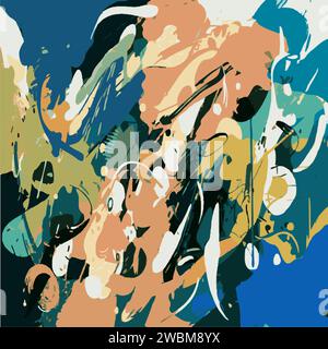 Vector Illustration Abstract Network Design Intricate Collage Splash Multiple Colors Modern Painting Stock Vector