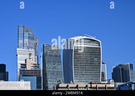 Modern city skyline, viewed from London Bridge, London, England, UK . Stock Photo