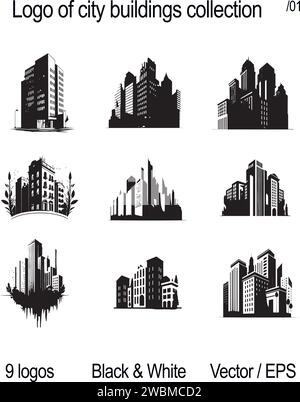 Simple Line Art City Property Realty Logo Sign Symbol Icon. Vector illustration Stock Vector