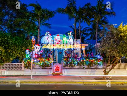 Christmas Decorated House  Key West, Florida USA Stock Photo