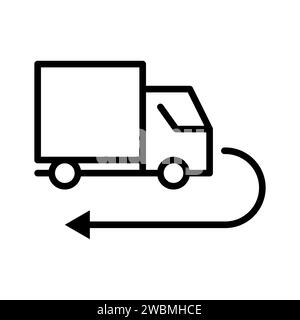 Vector line icon change transport delivery route isolated on white background Stock Vector