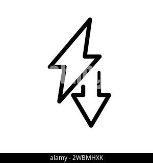 Vector black line icon low energy consumption isolated on white background Stock Vector