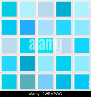 Caribbean ocean blue color, color shades, seamless pattern, tile palette color design scheme, decorative tile, design element Stock Vector