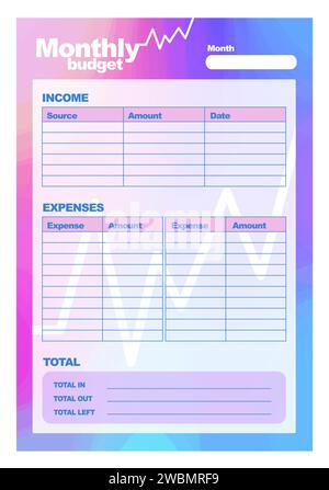 Printable personal monthly budget planner, vector illustration Stock Vector  Image & Art - Alamy