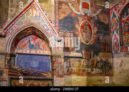 Detail of Gothic wall painting of the Chapel of San Martin in the old cathedral of Salamanca, Castilla y León, Spain declared a world heritage site by Stock Photo