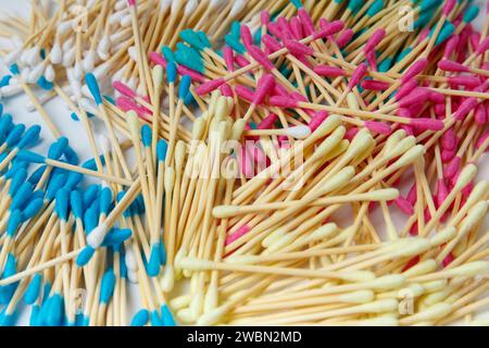 Close Up Of Single Cotton Bud Isolated On White Stock Photo