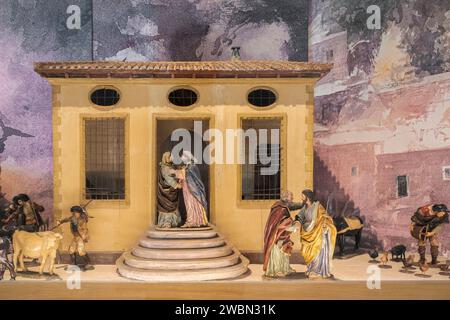 room of the Salzillo Nativity Scene, figures in clay or wood with polychrome and stew from the 18th century, museum in the city of Murcia, Spain. Stock Photo
