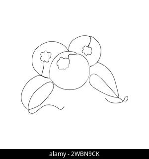 Continuous one single line drawing of cherry fruit icon vector illustration concept Stock Vector