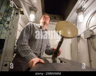 The Orion aerosciences team conducted over 30 tests across the U.S. to study spacecraft heating during re-entry, concluding at NASA Langley Research Center on February 4, 2019, using a 6-inch heat shield model in a Mach 6 wind tunnel. The team included engineers from Langley, Johnson Space Center, and Ames Research Center. Stock Photo