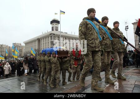 KYIV UKRAINE JANUARY 11 2024 Members Of The Ziferblat Band Attend   Non Exclusive Kyiv Ukraine January 11 2024 Servicemen Carry The Coffin Of Ukrainian Poet And Serviceman Maksym Kryvtsov Dali Who Died On The 2wbnbdy 