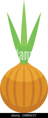 Fresh onion for borsch icon isometric vector. Vegetable dish. Culinary food Stock Vector