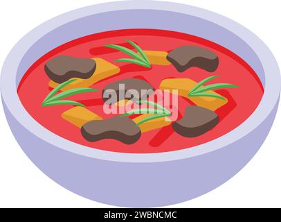 Borsch with vegetable icon isometric vector. Culture culinary. Fast food Stock Vector