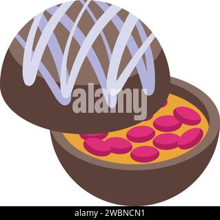 Half cut cocoa bomb icon isometric vector. Candy dessert. Hot sugar bakery Stock Vector
