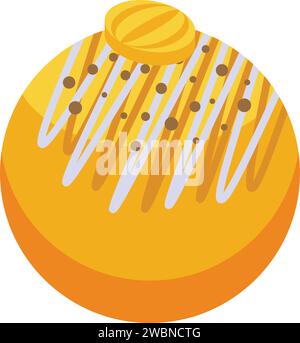 Yellow orange cocoa ball icon isometric vector. Gourmet cake. Candy sugared Stock Vector