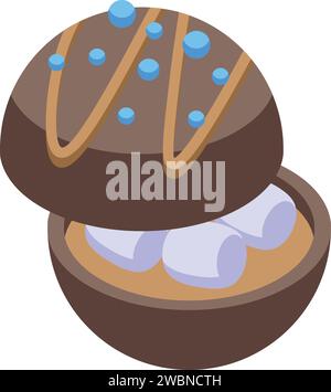New cocoa bomb icon isometric vector. Candy dessert. Restaurant food Stock Vector