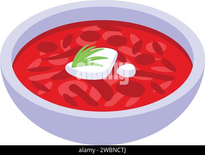 Beans red borsch icon isometric vector. Vegetable food. Dish recipe Stock Vector