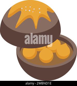 Cocoa butter bomb icon isometric vector. Cake candy. Sugar bakery Stock Vector