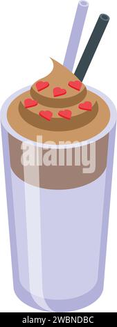 Milk shake coffee icon isometric vector. Summer cocktail. Dalgona coffee Stock Vector