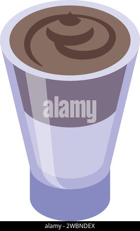 Cream chocolate drink icon isometric vector. Natural cup. Cafeteria dessert Stock Vector