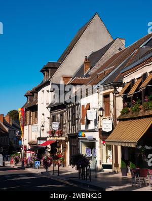 Summer street of Aubigny-sur-Nere in afternoon Stock Photo