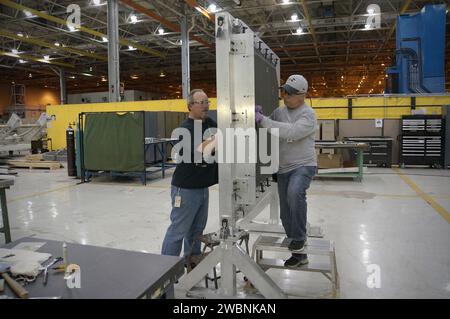 The Orion Lockheed Martin team continues fabricating and assembling composite structures for the Exploration Flight Test-1 (EFT-1) Orion service module and launch abort system at NASA's Michoud Assembly Facility in New Orleans on Feb. 5, 2013. Part of Batch image transfer from Flickr. Stock Photo