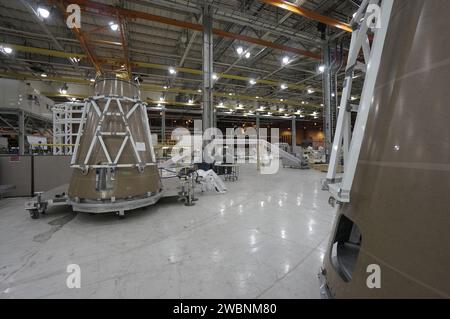 The Orion Lockheed Martin team continues fabricating and assembling composite structures for the Exploration Flight Test-1 (EFT-1) Orion service module and launch abort system at NASA's Michoud Assembly Facility in New Orleans on Feb. 5, 2013. Part of Batch image transfer from Flickr. Stock Photo