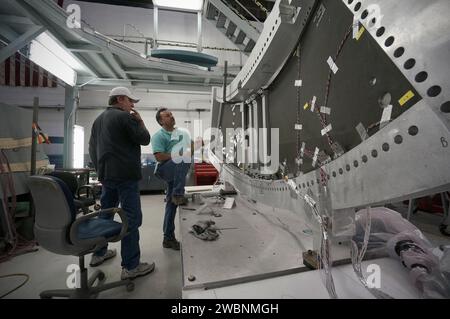 The Orion Lockheed Martin team continues fabricating and assembling composite structures for the Exploration Flight Test-1 (EFT-1) Orion service module and launch abort system at NASA's Michoud Assembly Facility in New Orleans on Feb. 5, 2013. Part of Batch image transfer from Flickr. Stock Photo