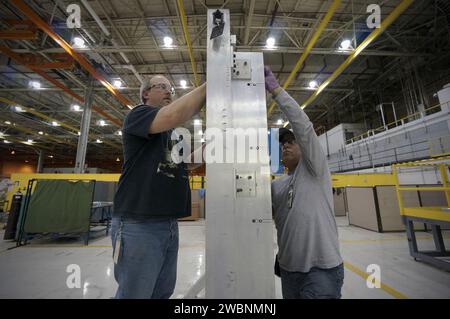 The Orion Lockheed Martin team continues fabricating and assembling composite structures for the Exploration Flight Test-1 (EFT-1) Orion service module and launch abort system at NASA's Michoud Assembly Facility in New Orleans on Feb. 5, 2013. Part of Batch image transfer from Flickr. Stock Photo