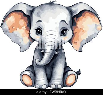 Awesome lovely vector art watercolor cute elephant Stock Vector Image ...