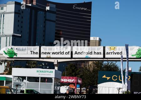 Las Vages, NV, USA. 11th Jan, 2024. View of of Android promo-wrapped tram during CES 2024 in Las Vegas, Nevada, on January 11, 2024. Credit: Dee Cee Carter/Media Punch/Alamy Live News Stock Photo