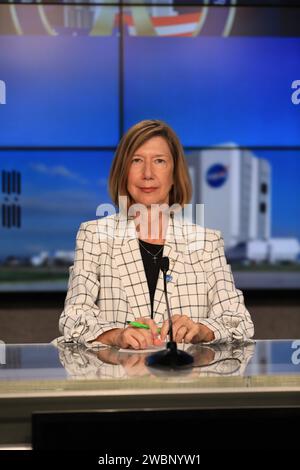 Kathy Lueders, associate administrator, Human Exploration and Operations Mission Directorate, NASA Headquarters, participates in a preflight briefing for NASA’s SpaceX Crew-1 mission on Sept. 29, 2020. NASA’s SpaceX Crew-1 mission is the first crew rotational flight of a U.S. commercial spacecraft with astronauts to the International Space Station. The Crew-1 mission will launch from Launch Complex 39A at Kennedy Space Center in Florida. Crew-1 is part of NASA's Commercial Crew Program, which has returned human spaceflight capabilities to the U.S. Stock Photo