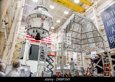 The European Service Module for NASA’s Artemis II mission is displayed ...