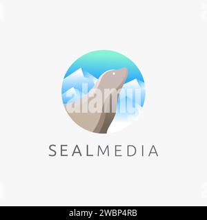 Modern sea seal, fur seal logo icon vector illustration on white background Stock Vector