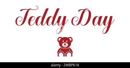 Happy Teddy Day Stylish Text illustration Design Stock Vector