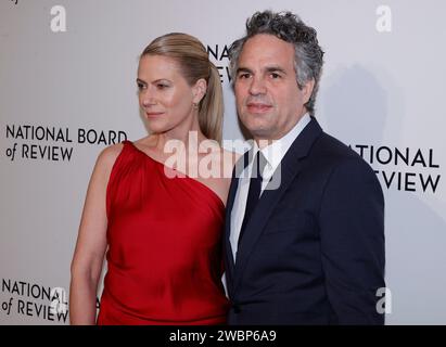 New York, United States. 11th Jan, 2024. Sunrise Coigney and Mark Ruffalo arrives on the red carpet for the National Board of Review Gala 2024 at Cipriani 42nd Street in New York City on Thursday, January 11 2024. Photo by Jason Szenes/UPI Credit: UPI/Alamy Live News Stock Photo