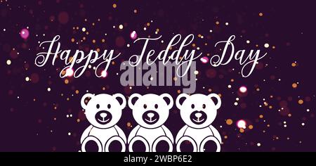 Happy Teddy Day Stylish Text illustration Design Stock Vector