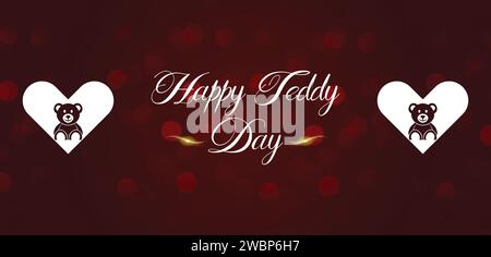 Happy Teddy Day Stylish Text illustration Design Stock Vector