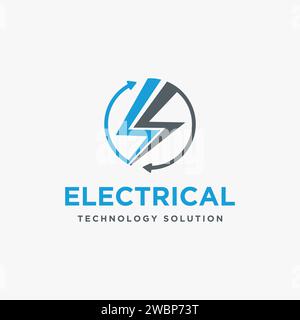 Abstract Bolt storm electric logo icon with 360 motion Stock Vector
