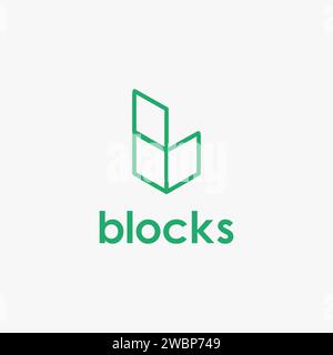 Abstract Constructive Letter B for blocks logo icon vector on white background Stock Vector