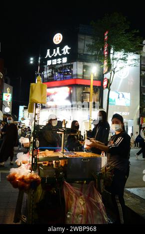 The vibrant Ximending shopping neighborhood in Taipei, Taiwan. Stock Photo