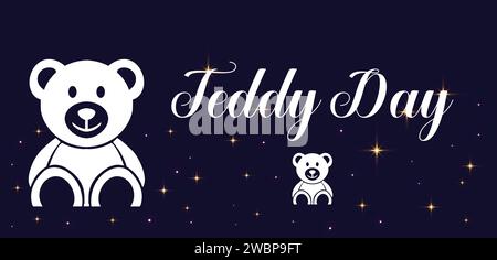 Happy Teddy Day Stylish Text illustration Design Stock Vector