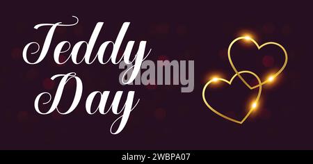 Happy Teddy Day Stylish Text illustration Design Stock Vector