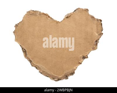 Heart-shaped cardboard paper on white background with clipping path Stock Photo