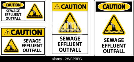 Water Safety Sign Caution - Sewage Effluent Outfall Stock Vector