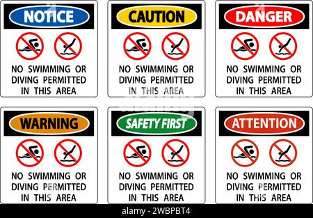 Empty Pool Warning Sign Pool Warning Sign No Swimming Or Diving Permitted In This Area Stock ...