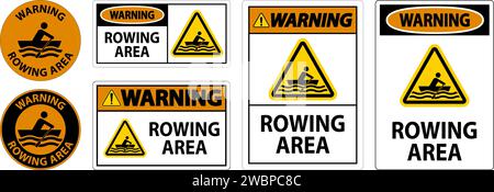 Water Safety Sign Warning - Rowing Area Stock Vector