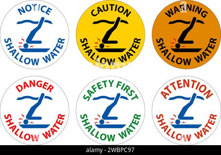 Water Safety Sign Warning - Shallow Water Stock Vector